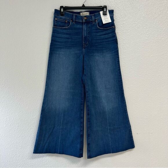 Madewell Flared Wide-Leg Crop Jeans Pelion Wash Blue Stretch Size 32 NWT - Picture 7 of 10